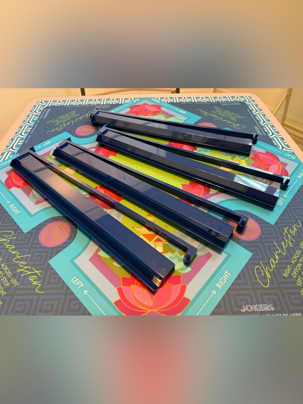 Jonathan Alder Mahjong Tile Racks with pushers - Navy Blue